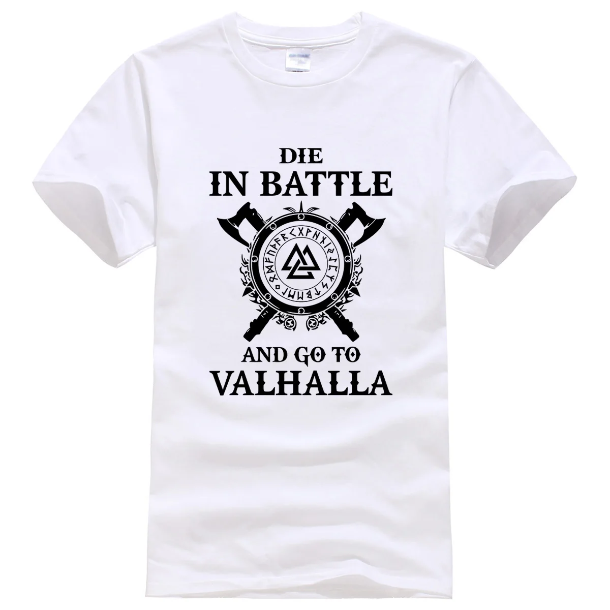 Мужская футболка с надписью Vikings ODIN DIE IN BATTLE AND GO TO VALHALLA в стиле Харадзюку лето