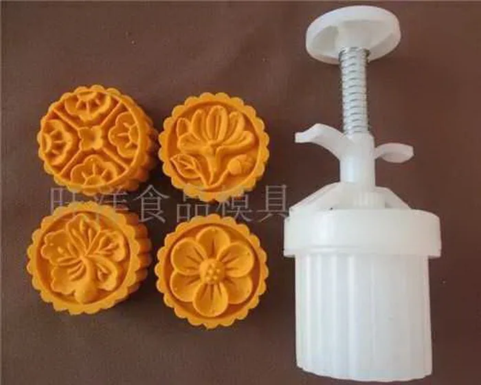 50 г Китайский цветочный дизайн Mooncake Мун бобы формы для торта с 4 штампами