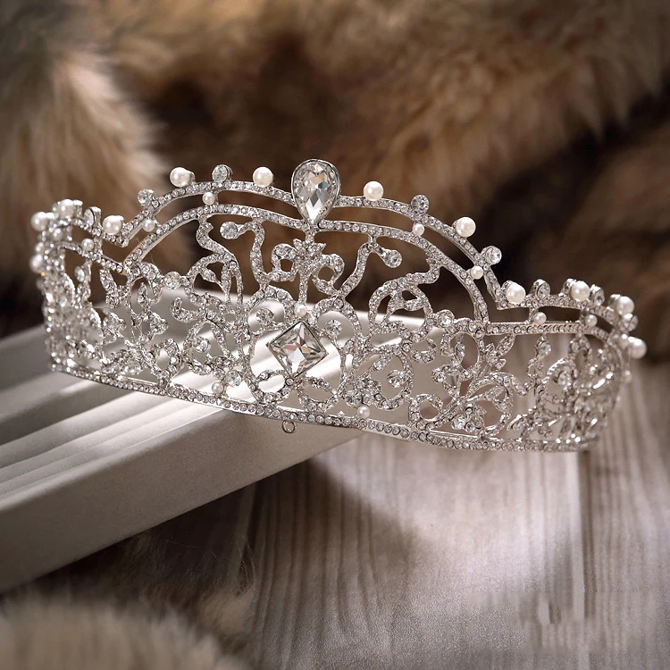 HIMSTORY роскошные свадебные Стразы тиара Корона кисточкой Свадебные аксессуары для