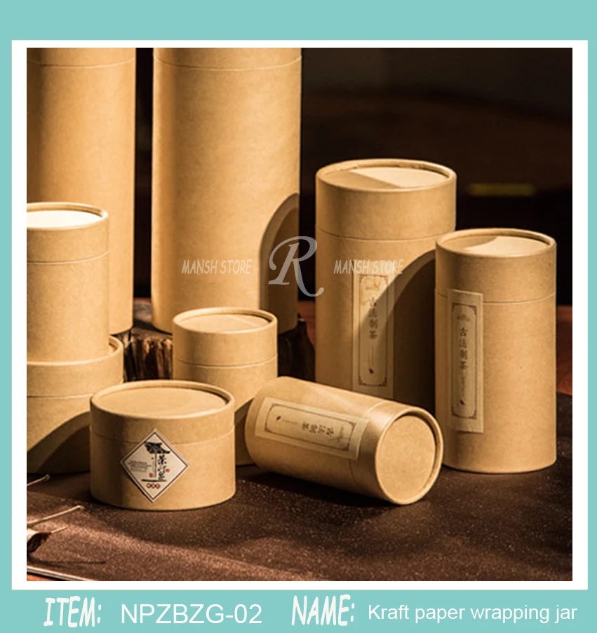 

20pcs 50g 30g 80g100gTea Packaging Tube Drawing Tube Wrapping Packaging Wholesale Kraft Coffee Paper Tube Oil painting cylinder