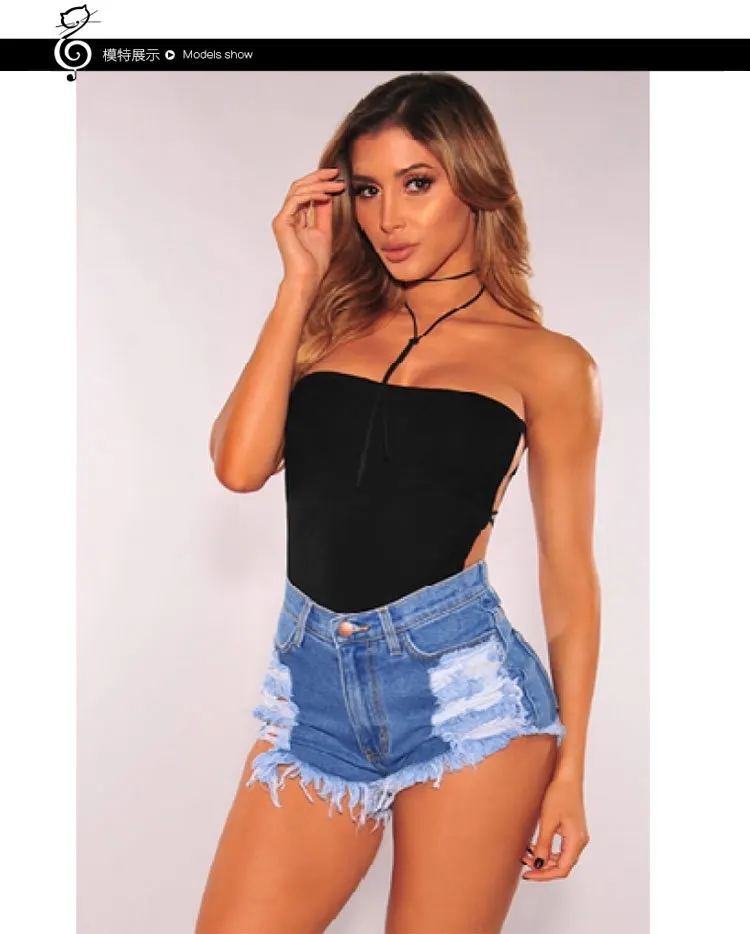 Летние синие джинсовые шорты с высокой талией женские свободные рваные джинсы