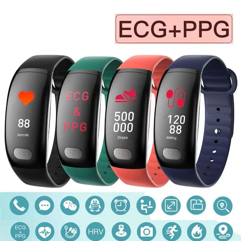 EAGOOD Smart Bracelet Wristband ECG+PPG Detection Blood Pressure Monitor Fitness Tracker band Android IOS Men Women Gift | Электроника