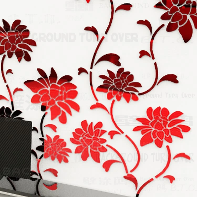 Различные цвета DIY элегантный цветок vine 3d Цветочные наклейки на стену для