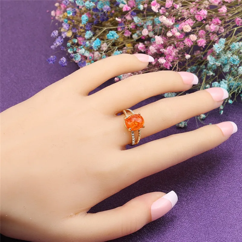 Кольцо женское PINKSEE с большим камнем оранжевая Смола Вечерние | Украшения и