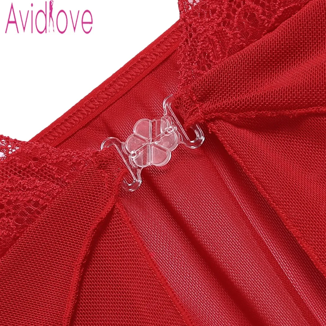 Avidlove, Сексуальная кружевная одежда для сна с лямкой через шею, ночная рубашка с передним платьем, ночная рубашка+ стринги, комплект, Эротическое нижнее белье, нижнее белье, XXL