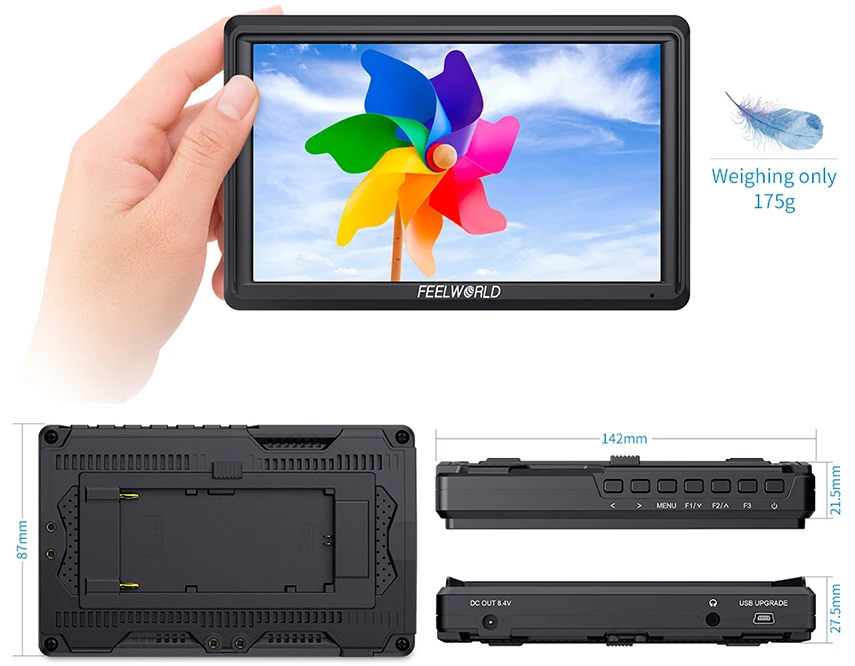 FEELWORLD S55 5,5 дюймов для однообъективной цифровой зеркальной фотокамеры монитор камеры 4K HDMI lcd ips HD 1280x720 дисплей монитор поля 8,4 в DC Выход для Nikon Sony Canon