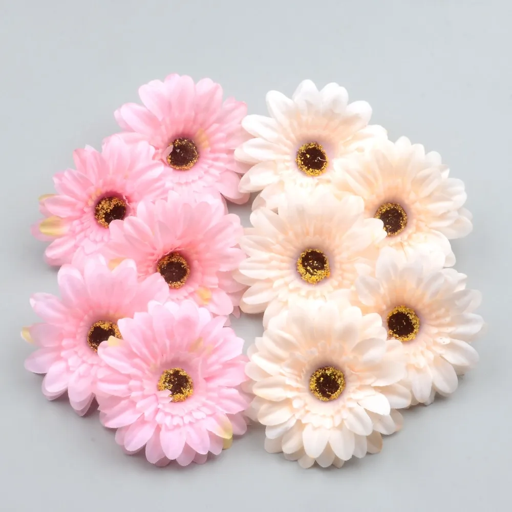 

50PCS Artificial Silk Dahlia Daisy Chrysanthemum Pink Flower Heads For Home Garden Wedding Party Decoration Cheap Fake Flowers