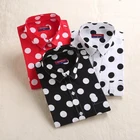 Женская блузка в горошек Dioufond, повседневная хлопковая рубашка с длинным рукавом, цвет черный, белый, красный, размера плюс 5XL, 2020
