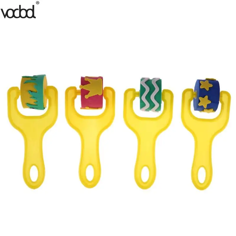 4 шт./компл. губчатая щетка пластиковая ручка кисти для рисования ролик детей