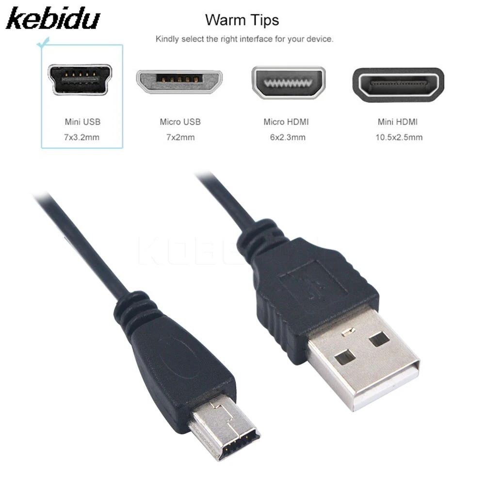 Kebidu прибытие usb кабель Mini USB 2 0 A папа мини 5 Pin B зарядный для передачи данных