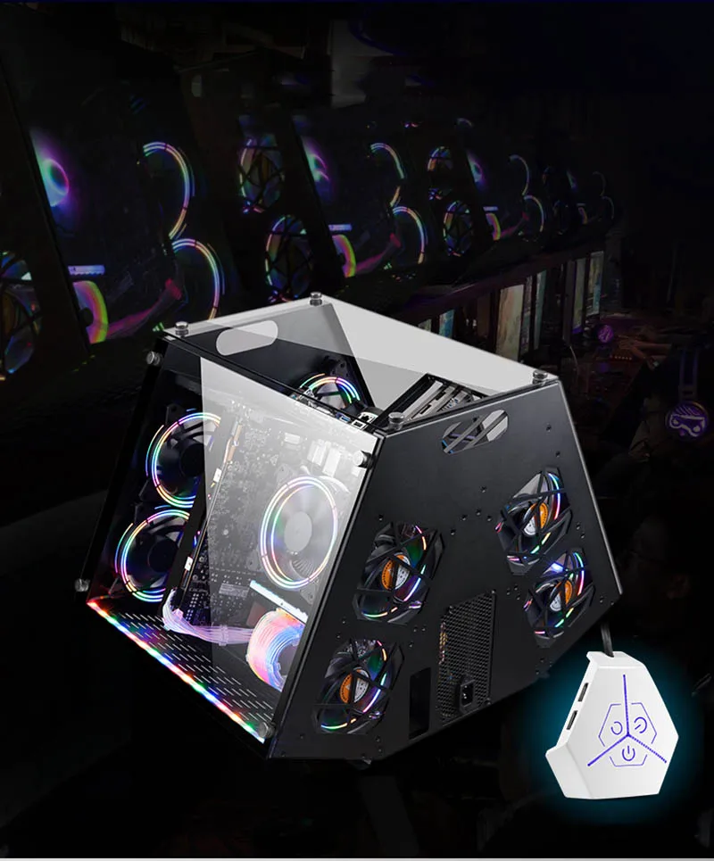 DIY стальной чехол для компьютера matx прозрачное стекло настольное шасси коробка Micro ATX Hands-on сборка для геймеров части ПК