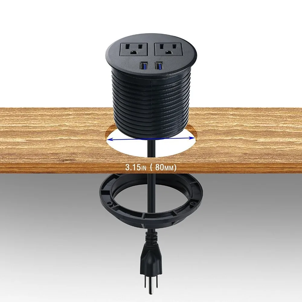 Настольные розетки с втулкой с usb-портом, скрытая розетка с силовой полосой, крепление на столешницу, несколько розеток, 2 вилки для чтения
