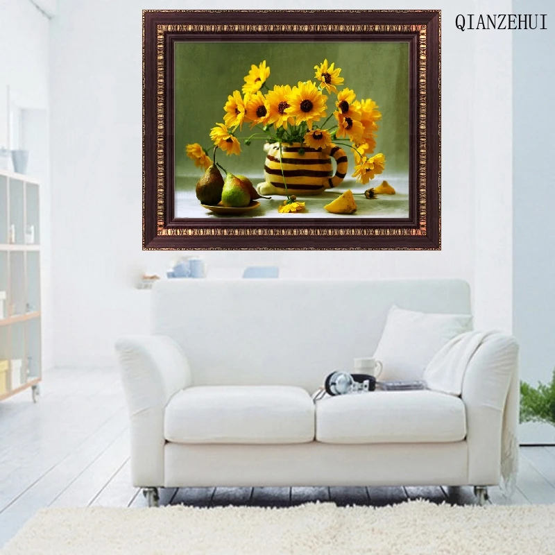 QIANZEHUI DIY Стразы пластиковые поделки Алмазный флакон с изображением подсолнуха