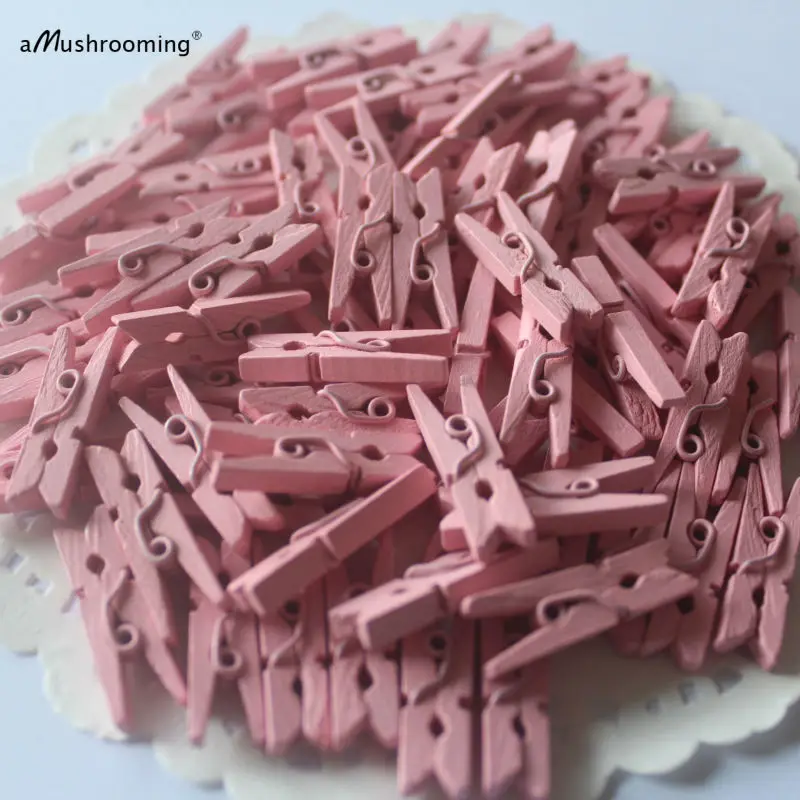 50 шт. Мини розовое дерево бельевые прищепки для рукоделия событий Бонбоньерка