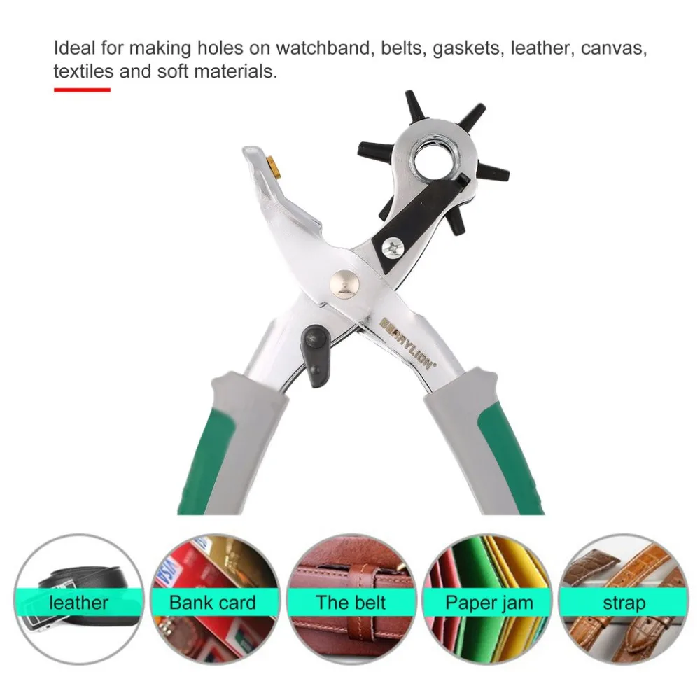 BERRYLION кожаный ремень плоскогубцы Дырокол перфоратор вращается швейный пробойник