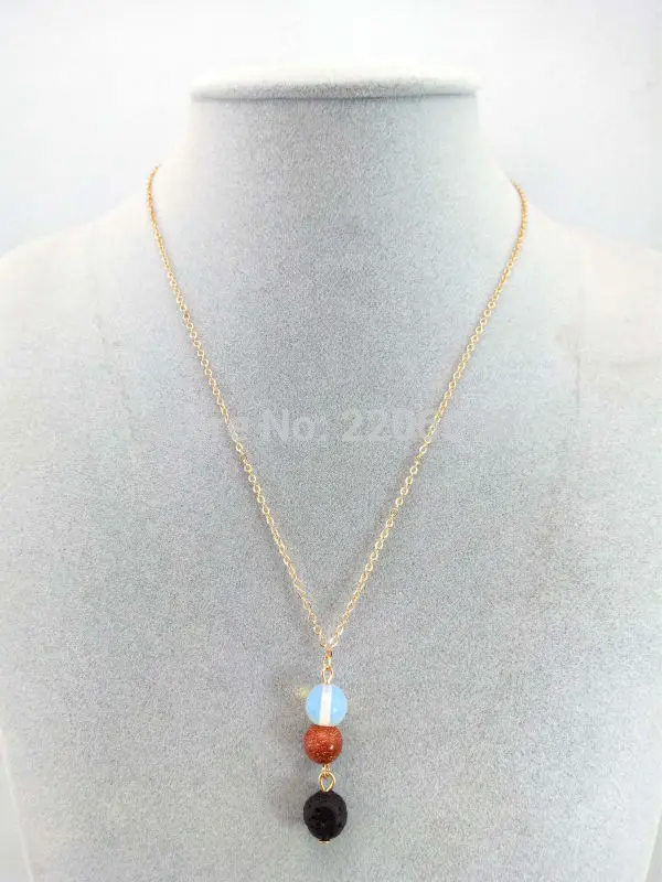 

(10pcs/lot) New Wholesale 3 colors Natural Stone necklace With Lava Rock necklace Of Stretch Buddha & Yoga necklace Women Men