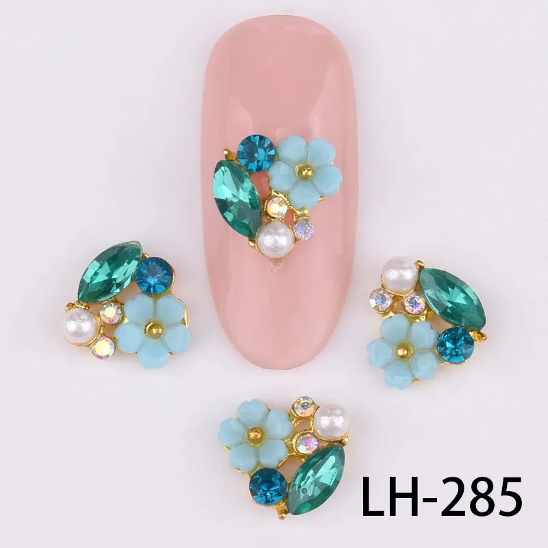 LH-285 10 шт. 3D Роза цветы водяной дрель жемчужный дизайн ногтей украшения гламурный сплав ногти "сделай сам" аксессуары LH274-285 - Цвет: LH-285