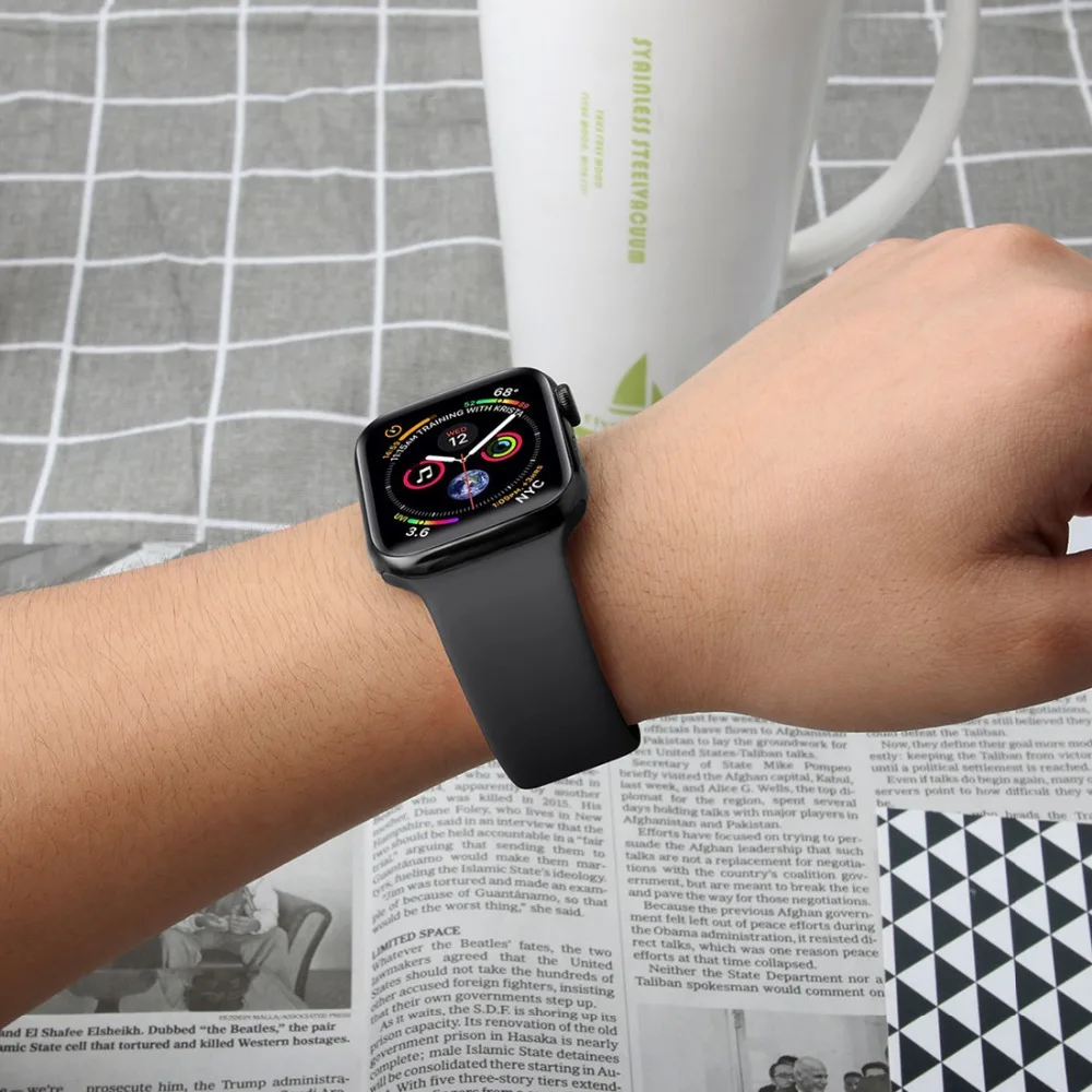 Ремешок для спортивных часов Apple Watch band 42 мм 38 iWatch 3 2 1 мягкие часы с силиконовым