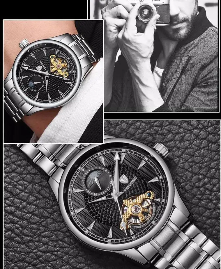 Relogio automatico masculino Лидирующий бренд Tevise Новая автоматическая часы Для мужчин Tourbillon