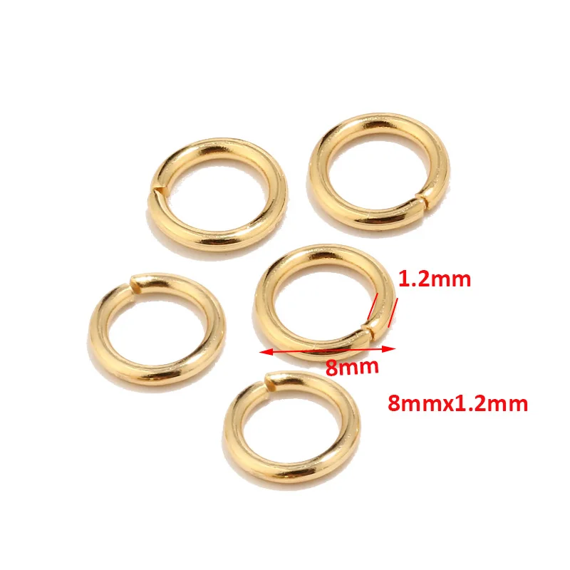 8.0x1.2mm 100 шт Высокое качество позолоченные кольца из нержавеющей стали для изготовления ювелирных изделий фурнитура и колье ремонт сережек 5 мм - Цвет: 8.0x1.2mm