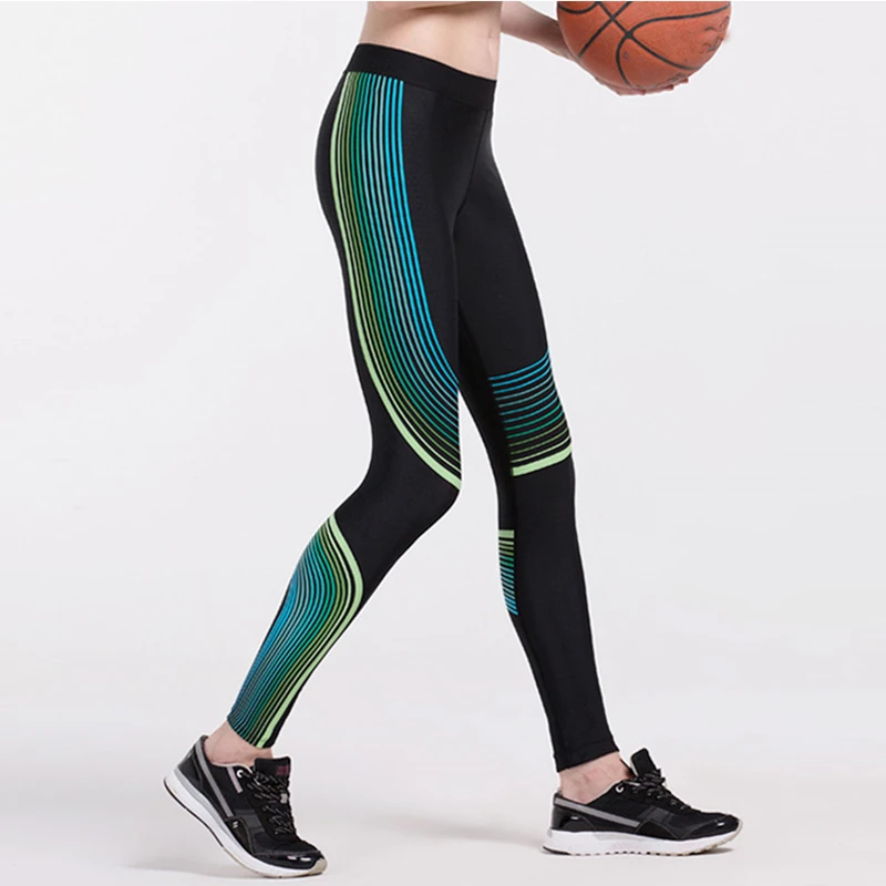 Лидер продаж быстросохнущие Полосатые Леггинсы для йоги женские компрессионные