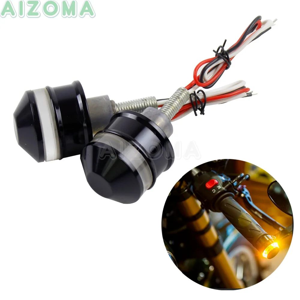 

Universal LED Turn Signals Lights 25mm Bar End Blinker 1'' Grips Indicators Amber Flasher Lamp for Harley Yamaha Honda Chopper