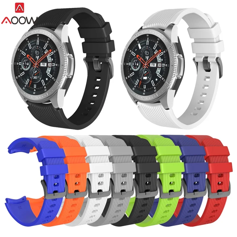 Силиконовый ремешок для часов 20 мм 22 Samsung Galaxy Watch 42 46 полосатый сменный спортивный