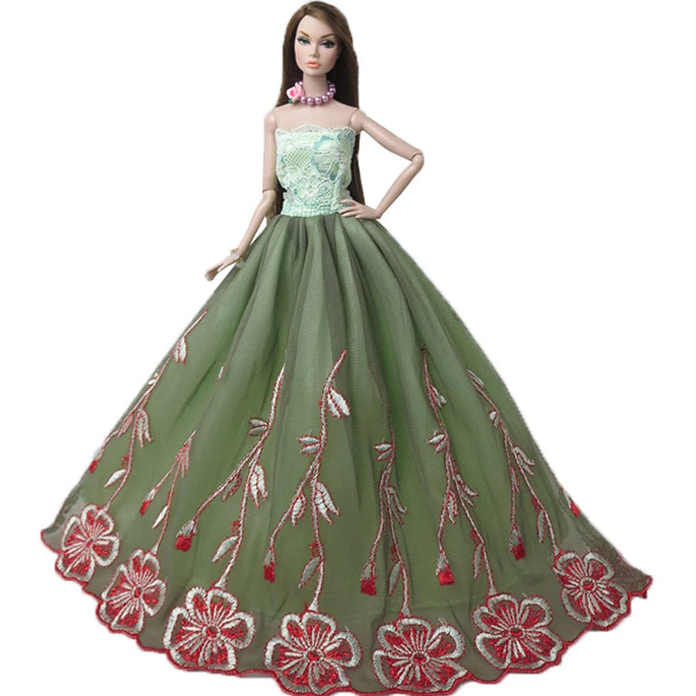 NK One Pcs Doll Princess Wedding Dress Noble Party Gown For Barbie Doll Accessories Handmake Outfit Best Gift For Girl' Doll JJ