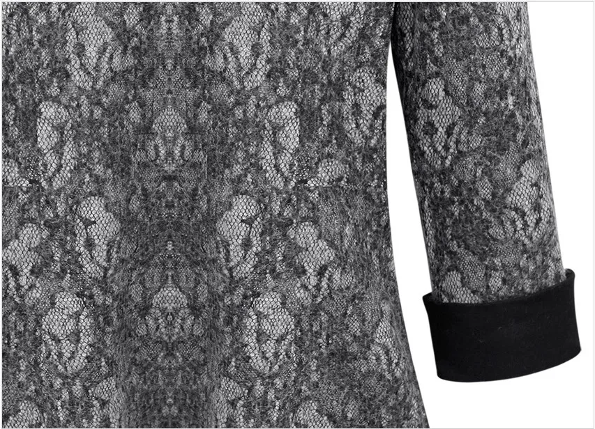 Новинка 2017 модное женское зимнее платье с длинным рукавом Кружевное облегающее