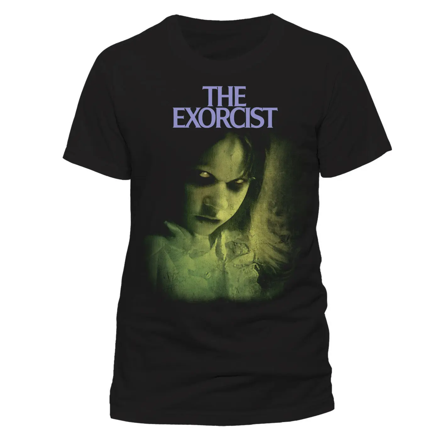 Официальная EXORCIST REGAN GREEN HORROR MOVIE черная футболка (новинка)|Мужские футболки| |