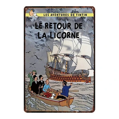 Tintin мультфильм жестяная вывеска металлическая пластина железная живопись детская комната настенный бар кофе Home Art Craft Decor 30X20 см DU-2193 - Цвет: DU2207