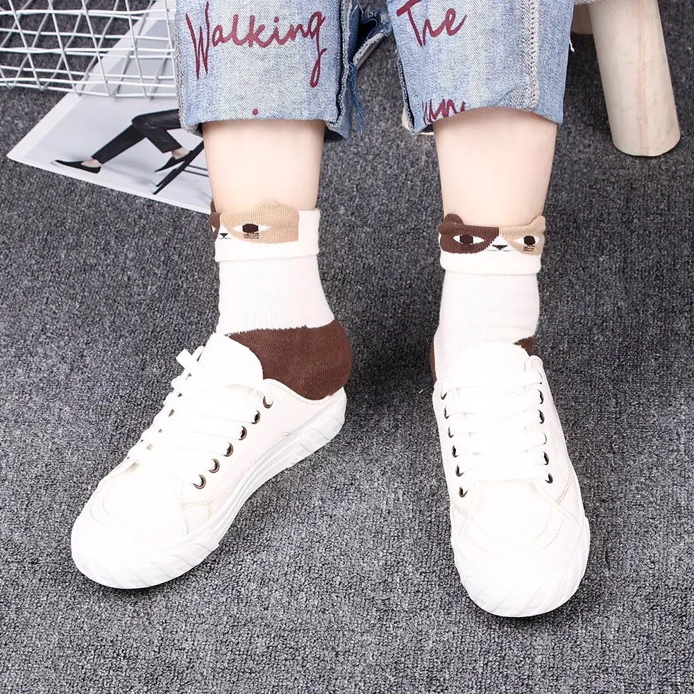 1 пара модных милых повседневных носков с рисунками животных из мультфильмов