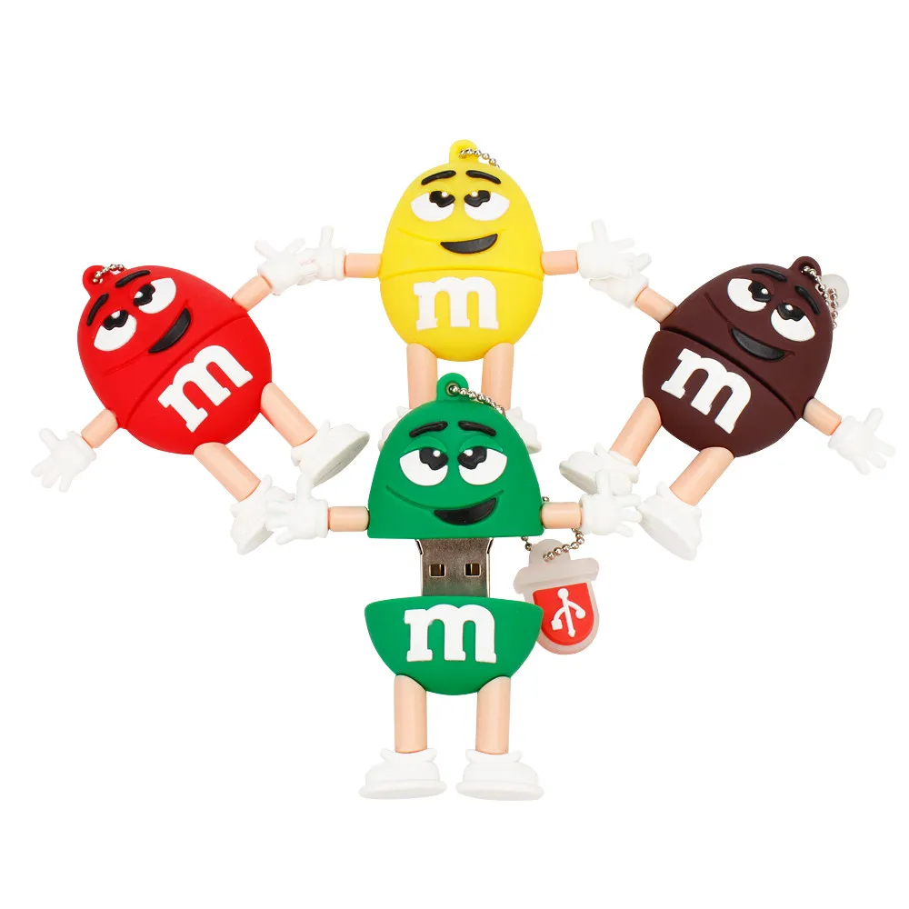 Usb флеш-накопитель 2,0 мультфильм M& m шоколадная фасоль 4 ГБ 8 ГБ 16 ГБ 32 ГБ 64 Гб высокоскоростная карта памяти 128 ГБ подарок
