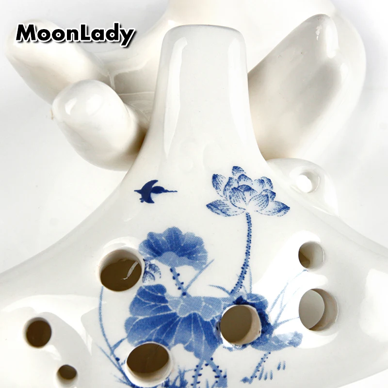 12 Holes Ocarina Soprano C Key Music Instrument Chinese Elements White Blue Woodwind | Спорт и развлечения
