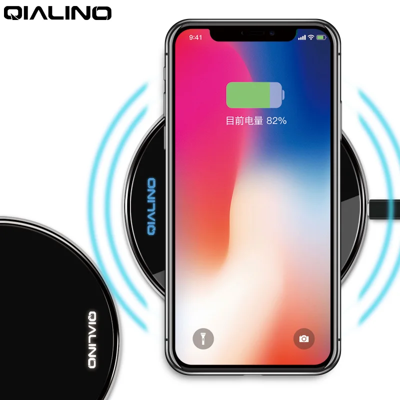 QIALINO Беспроводное зарядное устройство для iPhone 8/X/8 Plus Qi быстрая Беспроводная
