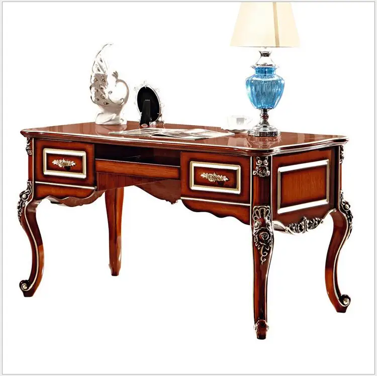 

French Baroque Style Luxury Executive Office desk/ European Classic Wood carving Writing table/ Retro Home Office Furniture 900