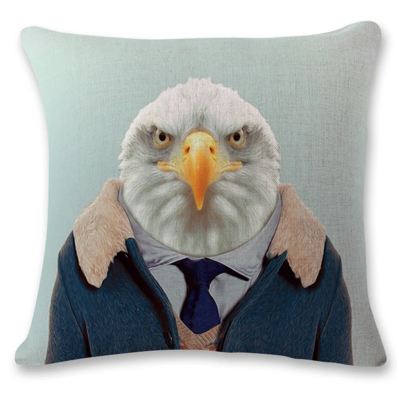 13 Мультяшная Подушка животные портрет Тигр собака кошка панда орангутанг Буффало Сова страуса лягушка подушки для домашнего декора Чехлы для мангала 45*45 см - Цвет: 13