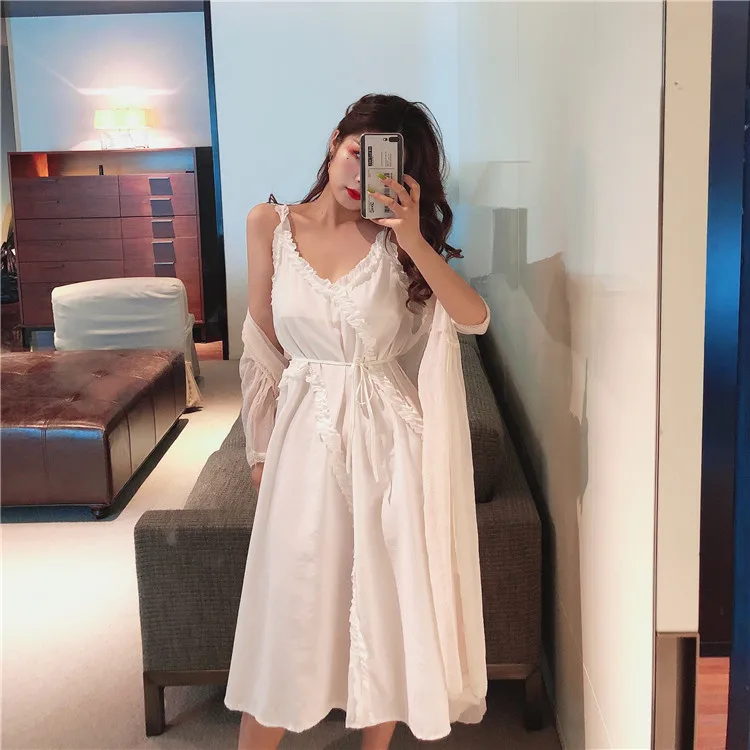 2 colors Summer long Dress 2019 korean vintage style Women Sexy solid color ruffles Spaghetti Strap Womens (t6389) | Женская одежда