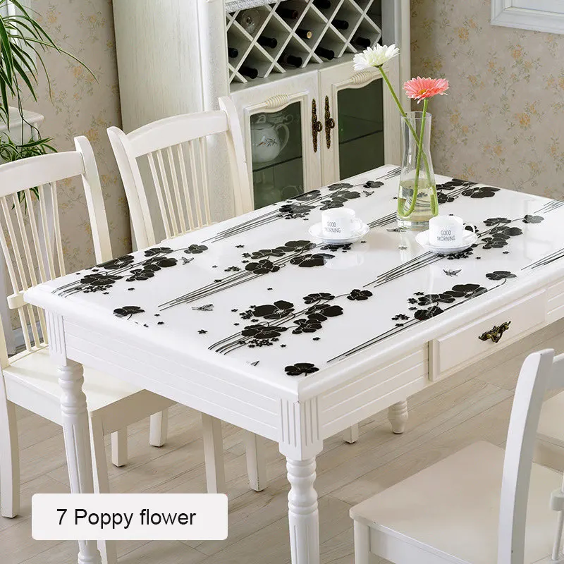 7 Poppy flower Скатерть из мягкого стекла ПВХ толщиной 1 мм, водонепроницаемая, масляная, анти-Горячая скатерть, высокое качество, для кухни, дома, кофе, коврик, покрытие для стола - Цвет: 7 Poppy flower