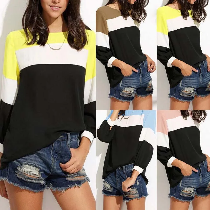 LASPERAL Chiffon Shirt Women Fashion Three Quarter Sleeve Striped Lady 2018 Spring New Blouse Shirts Female Blusa |