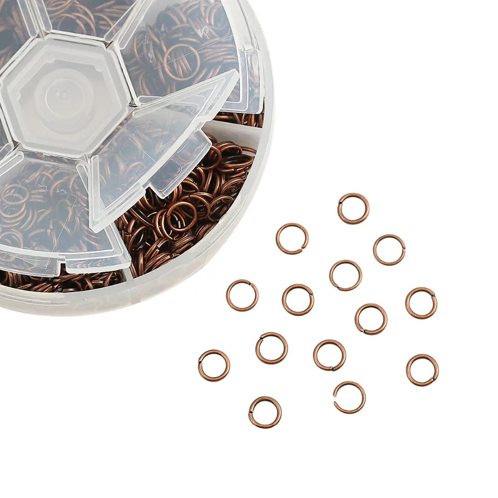 Doreen Box Fixed Mixed Metal Color Transparent Round 6 Grid Plastic 1mm-0.7mm Iron Open Jump Rings 10mm-4mm (About1600PCS) | Украшения и