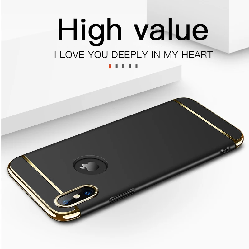 Роскошный Золотой Жесткий Чехол для iPhone 11 Pro 5 5S SE X задняя крышка Xs Max XR Съемный 3 в 1 Fundas чехол для iPhone 8 7 6 6s Plus сумка