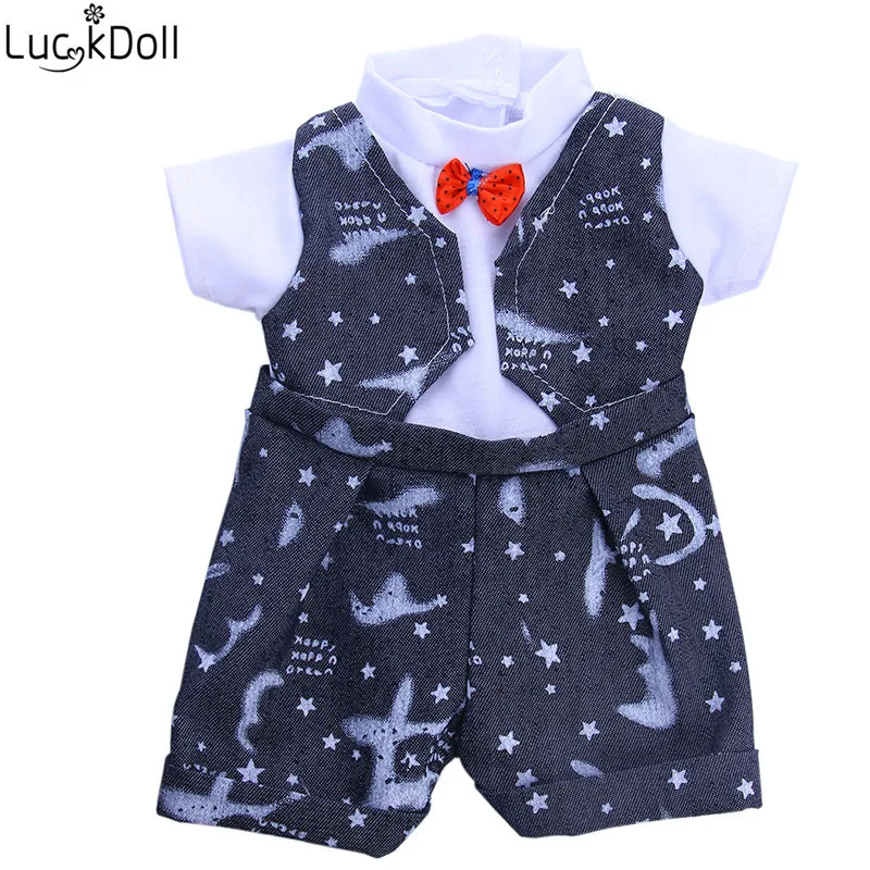 Костюм-бант LUCKDOLL с принтом подходит для 18-дюймовых американских кукол 43 см