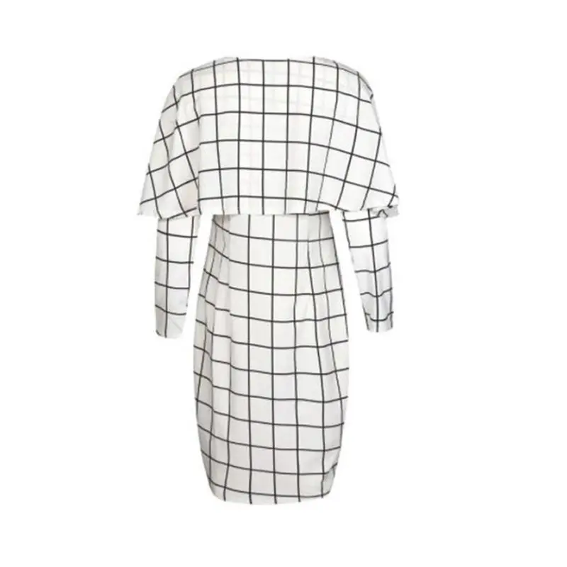Женское клетчатое облегающее платье элегантное офисное винтажное с длинным