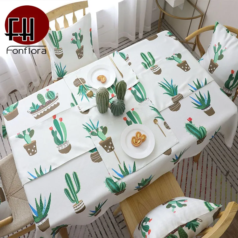 Женская скатерть с принтом кактуса Обложка для уличного обеденного стола