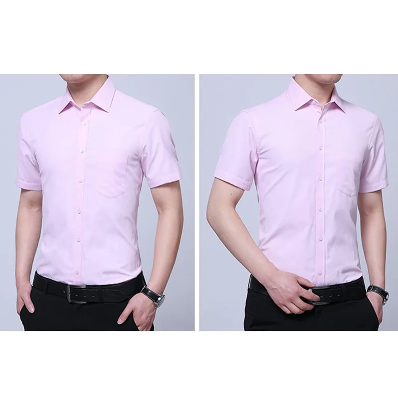 Новая летняя мужская рубашка с коротким рукавом однотонная деловая офисная