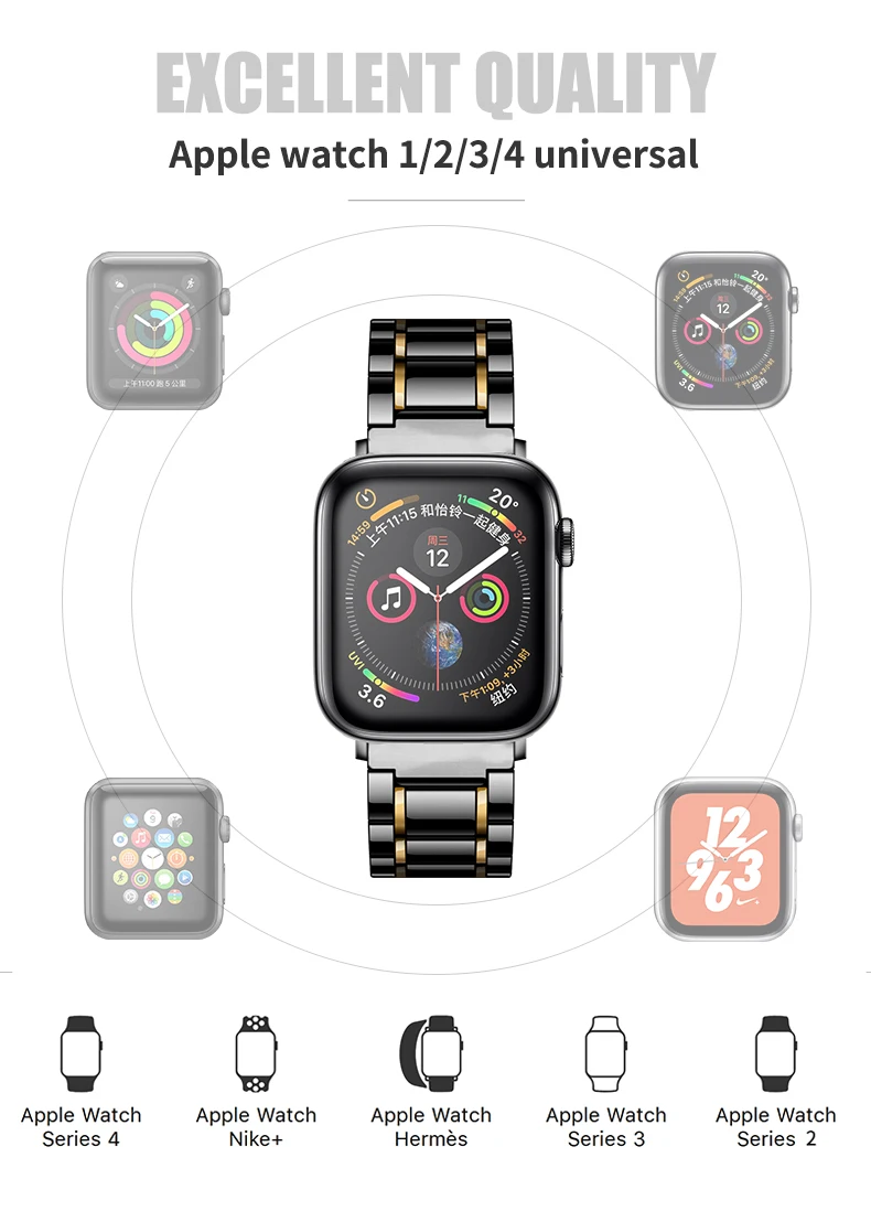 Керамический ремешок watcn для Apple Watch 4 5 44 мм 40 мм браслет для iwatch 3 2 38 мм 42 мм керамический ремешок из нержавеющей стали ремешок для часов