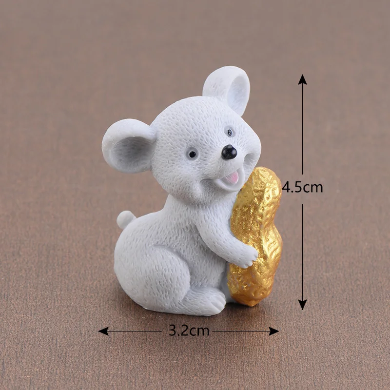 Счастливая мышь Золотой доллар статуэтка кукольный домик торт Декор для дома