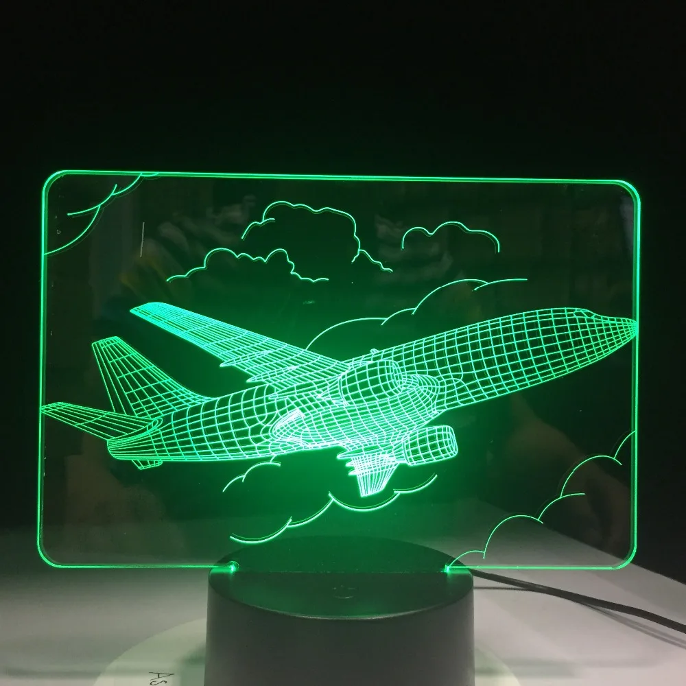 Истребитель 3D ночной Светильник Новинка Светодиодный плоскости настольная