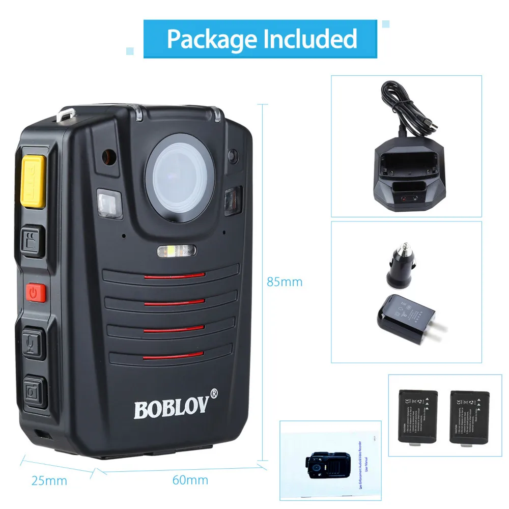 BOBLOV HD66 07 CMOS 64GB видеокамера 2 0 экран IR HD 1296P корпус изношенная полицейская камера dvr